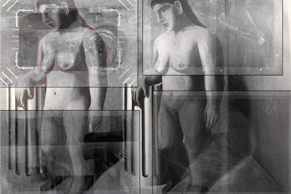 Reconstruction of The Enchanted Pose involving X-rays of the four works that were made from it. 