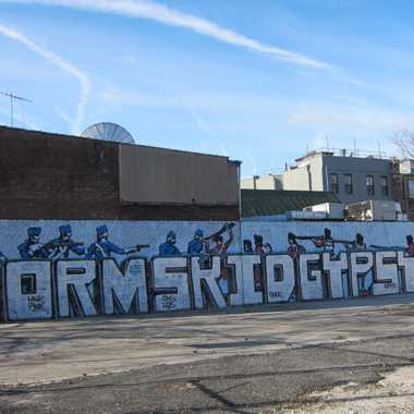 Mural at the lot where the mass grave is located