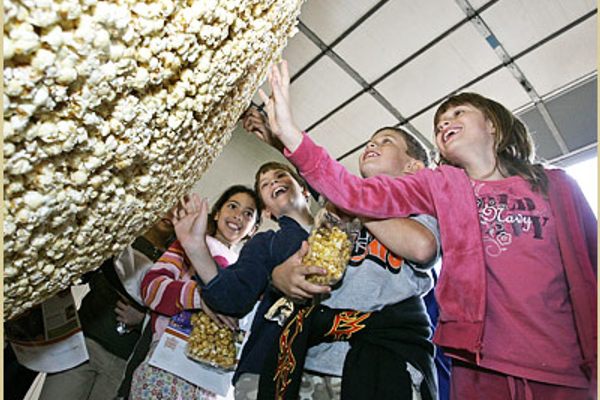 The world's largest popcorn ball. (The Popcorn Factory)