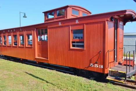 Restored red caboose.