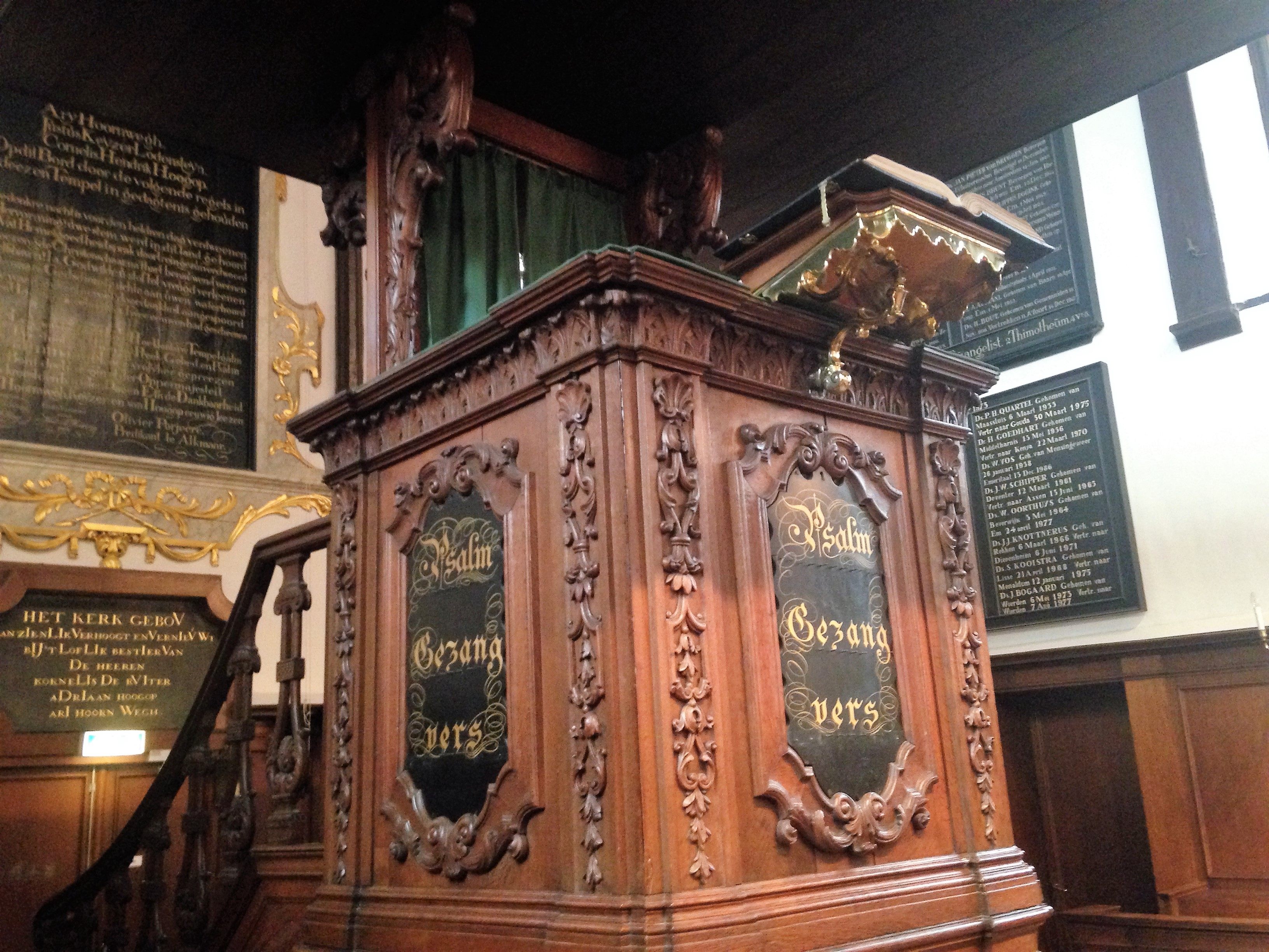 The pulpit inside the church. 