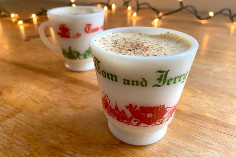 The cocktail is warm, hearty, and festive.
