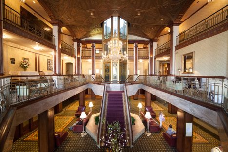 The interior of the hotel.