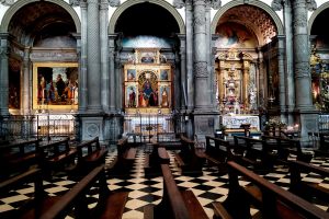 Holy Spirit Church-St John Baptist and other Saints by A. Previtali, Descent of the Holy Spirit upon the Madonna and Apostles by A. da Fossano,