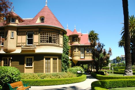 Winchester Mystery House, with some of its many doors and windows.