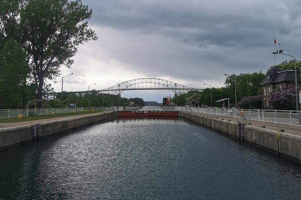 View at the top of the Locks, Lake Superior.