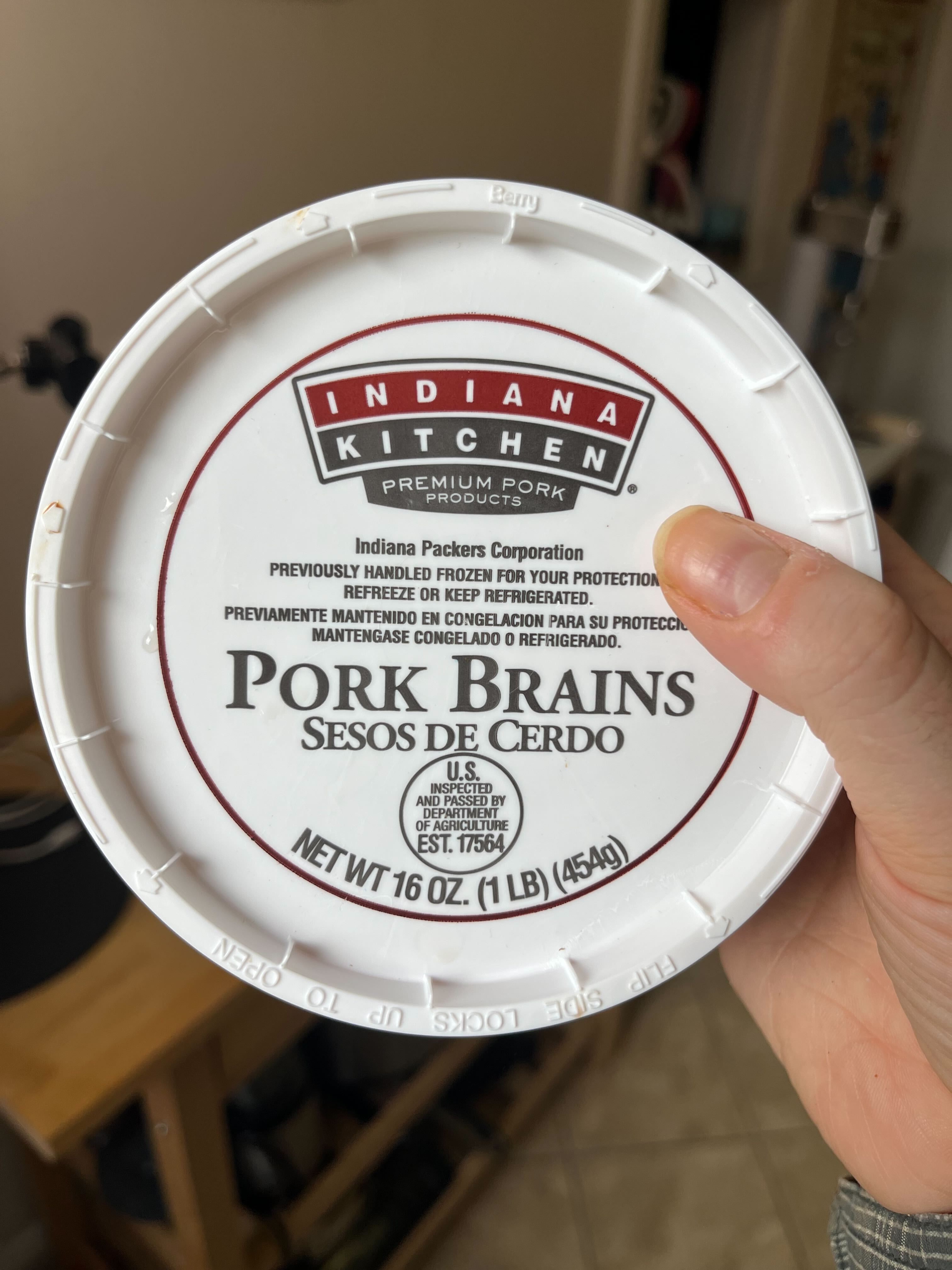 These pork brains were $6 at a Chinese grocery store; they can also be found at some Mexican stores.