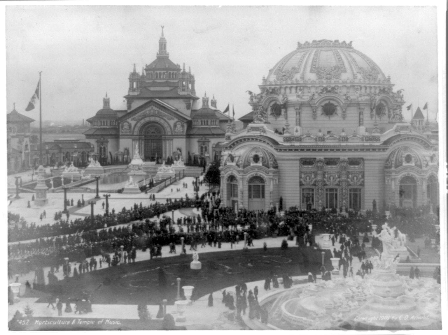 Crowds outside the Temple of Music at the Pan-American Exposition in 1901. 