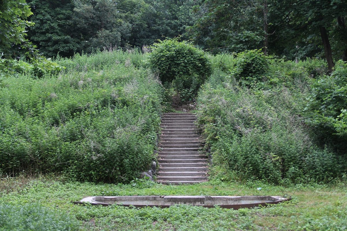 Spooky, overgrown paths throughout the park helped fuel rumors that it was a site for satanic rituals.