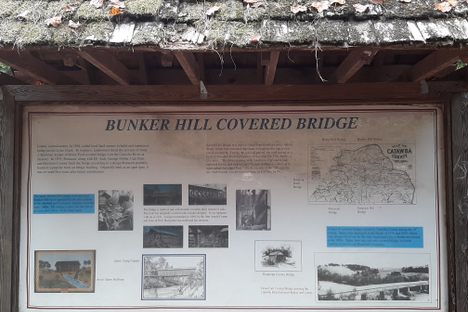 Bunker Hill Covered Bridge info sign