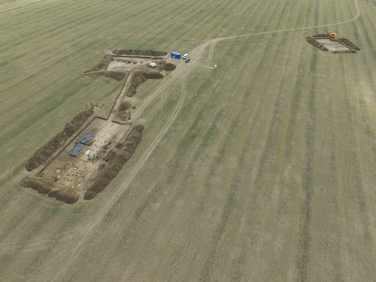 The excavations in this Slovakian field are just some of the many Linear Pottery Culture sites across Europe in which building orientations rotated over time.