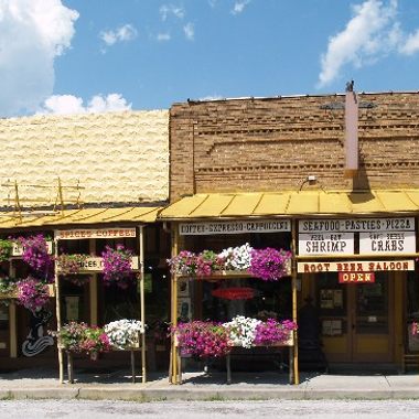View from outside the Root Beer Saloon.