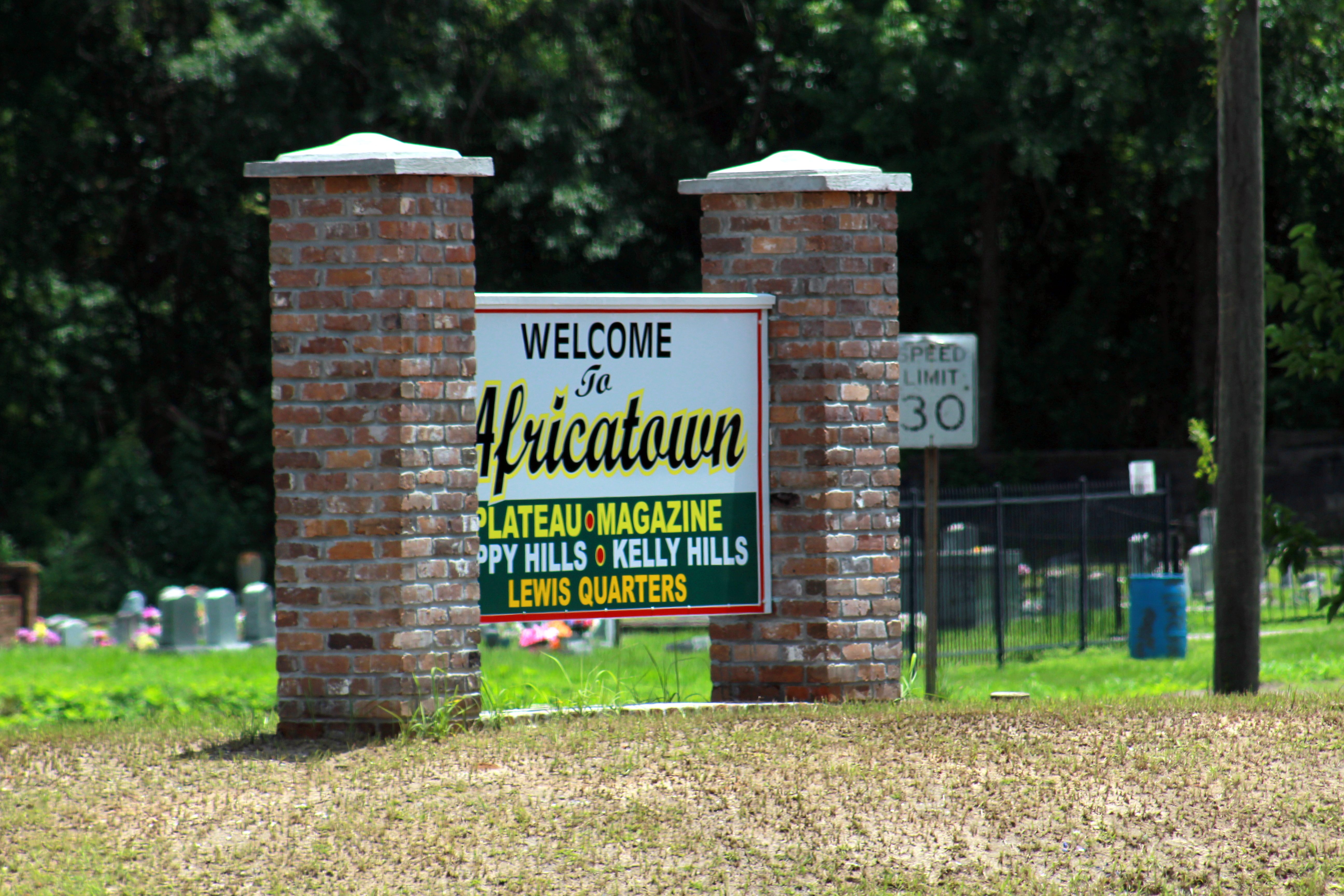 The current sign for Africatown, commemorating a few neighborhoods of the enclave.