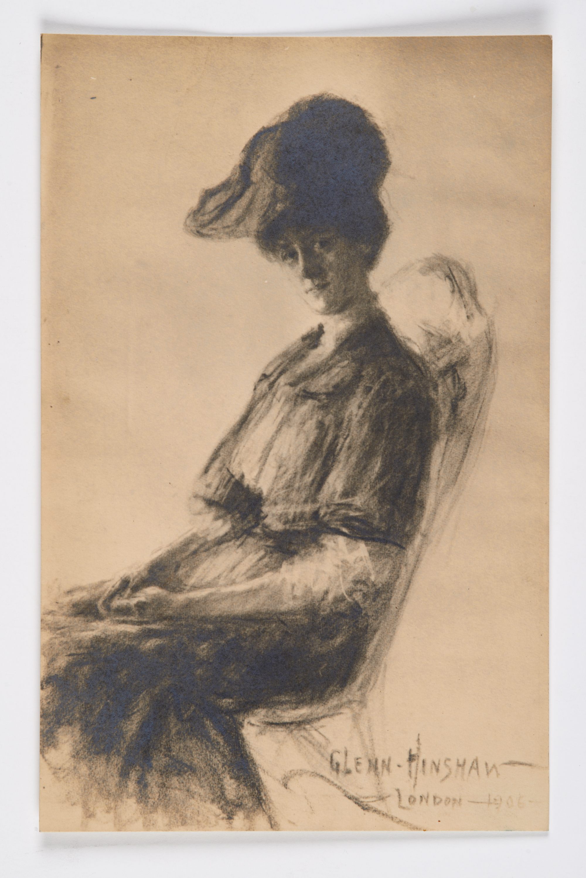 A postcard portrait of Louise M. Eates, a founding member of the Kensington Branch of the Women's Social and Political Union, Glenn Hinshaw, 1906.