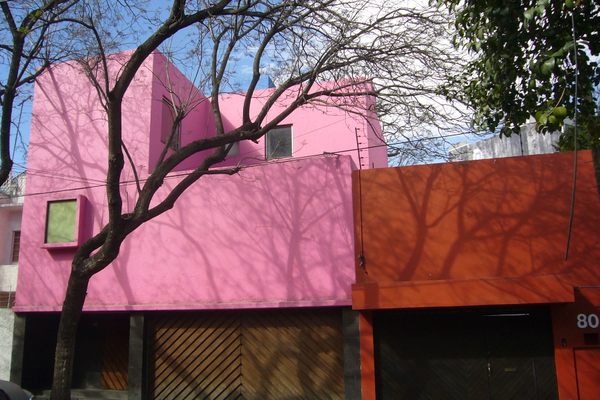 Pink facade of Casa Gilardi