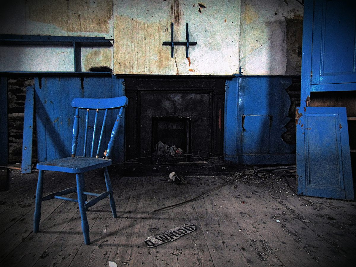 A chair remains at Whiddy Island National School.