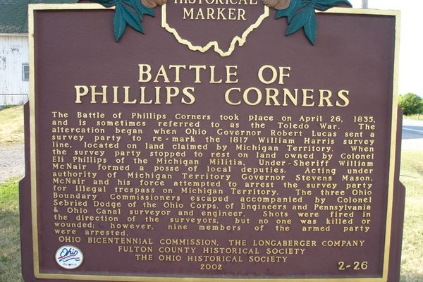 The Historial Marker showing information related to the Toledo War.