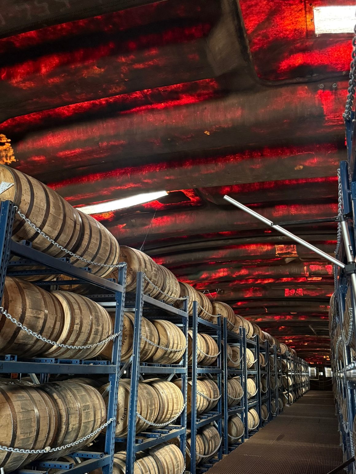 Inside The Ingram Distillery's floating rickhouse