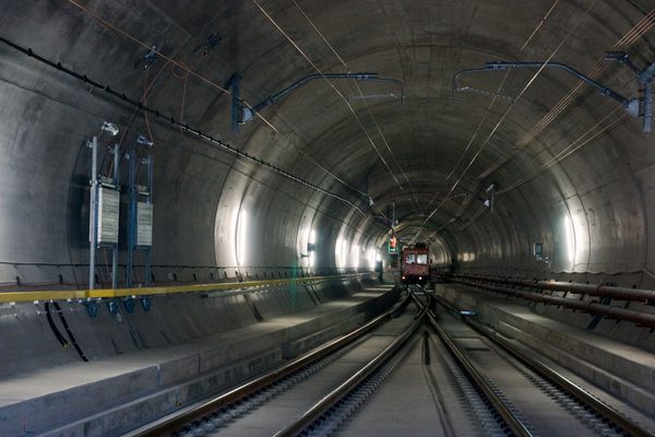 Inside the Gotthard Base Tunnel.