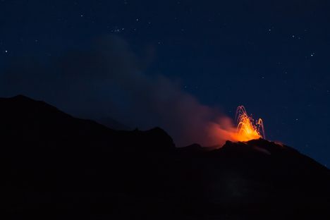 Stromboli emits yet another tiny gurgle of lava.