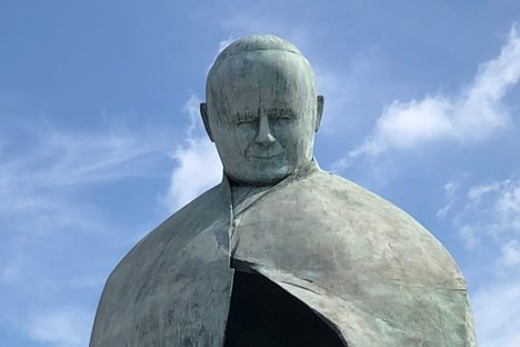 The Pope John Paul II monument at Roma Termini.