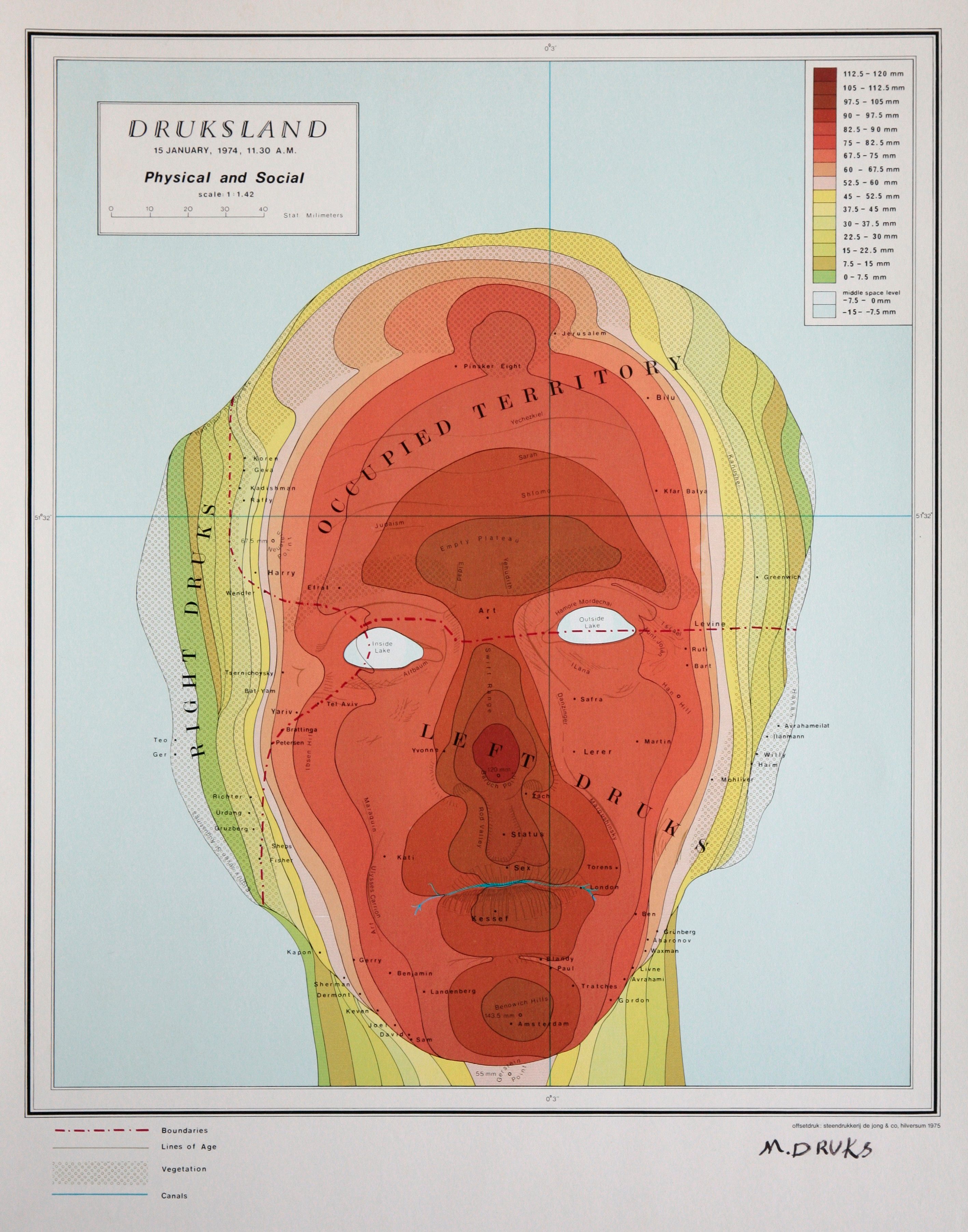 The full portrait of <em>Druksland,</em> including the map legend.