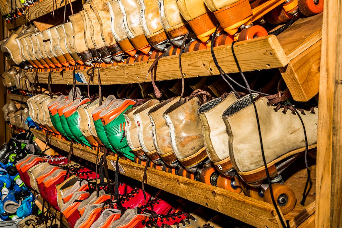 After walking through the front doors, visitors are greeted by members of the Miles family and a room filled with skating options.