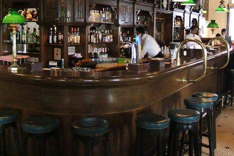 The bar inside the Long Bar