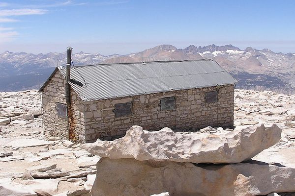 Smithsonian Institution Shelter on Mount Whitney's summit, Sierra Nevada, California.