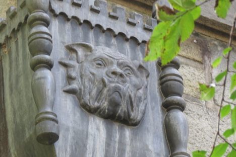 A close up of the Princeton Chapel Bulldog 07.2019
