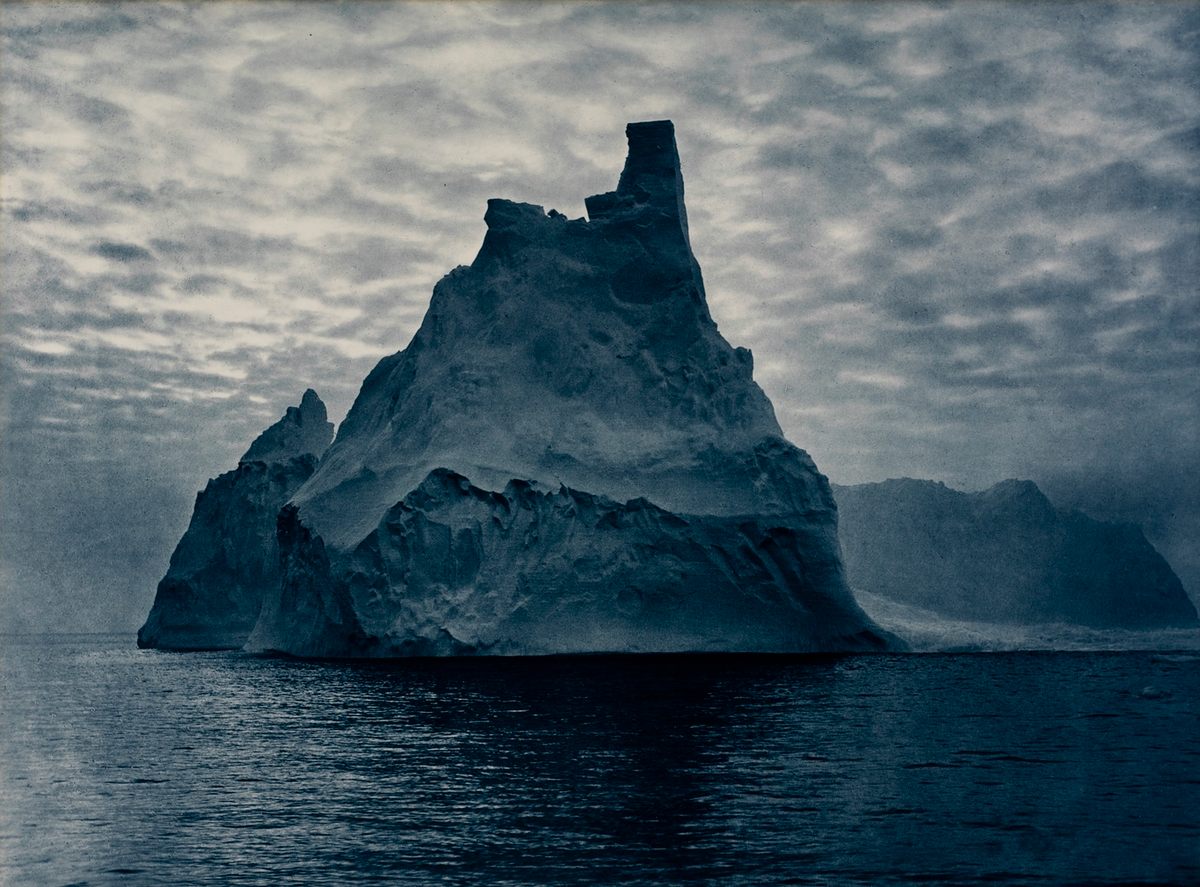 A photograph by Frank Hurley, who accompanied explorers on Antarctic jaunts multiple times in the early 20th century.