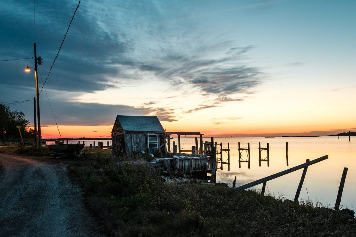 Sunset on Smith Island, Maryland's last inhabited offshore island.