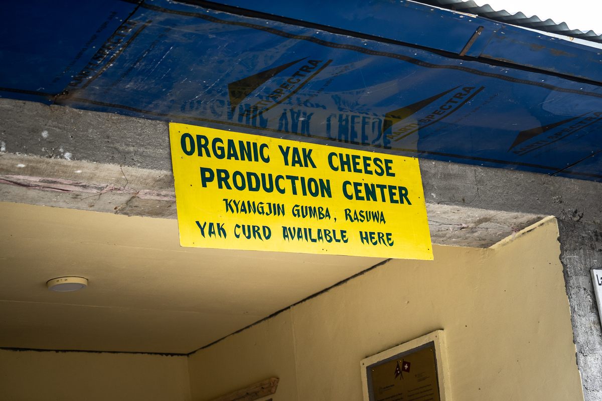 A sign at the Centre proclaims the availability of yak curds.