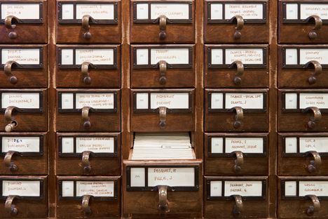 The card catalog at the New York Society Library's Reference Room.