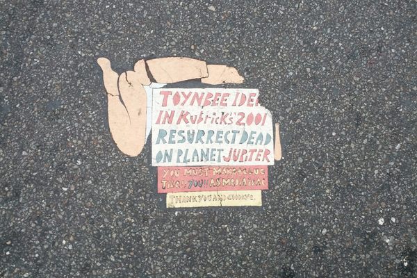 Toynbee tile at 2nd St and 2nd Ave in New York City, 2012.