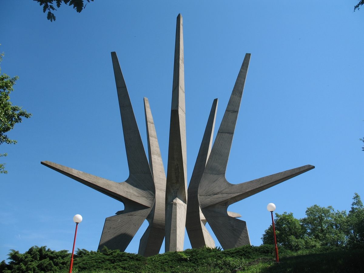 The spaceship-like Kosmaj Monument in Serbia.