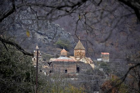The Dadivank monastery is an example of Armenian church architecture, located in Azerbaijan and watched by Russian peacekeepers. 