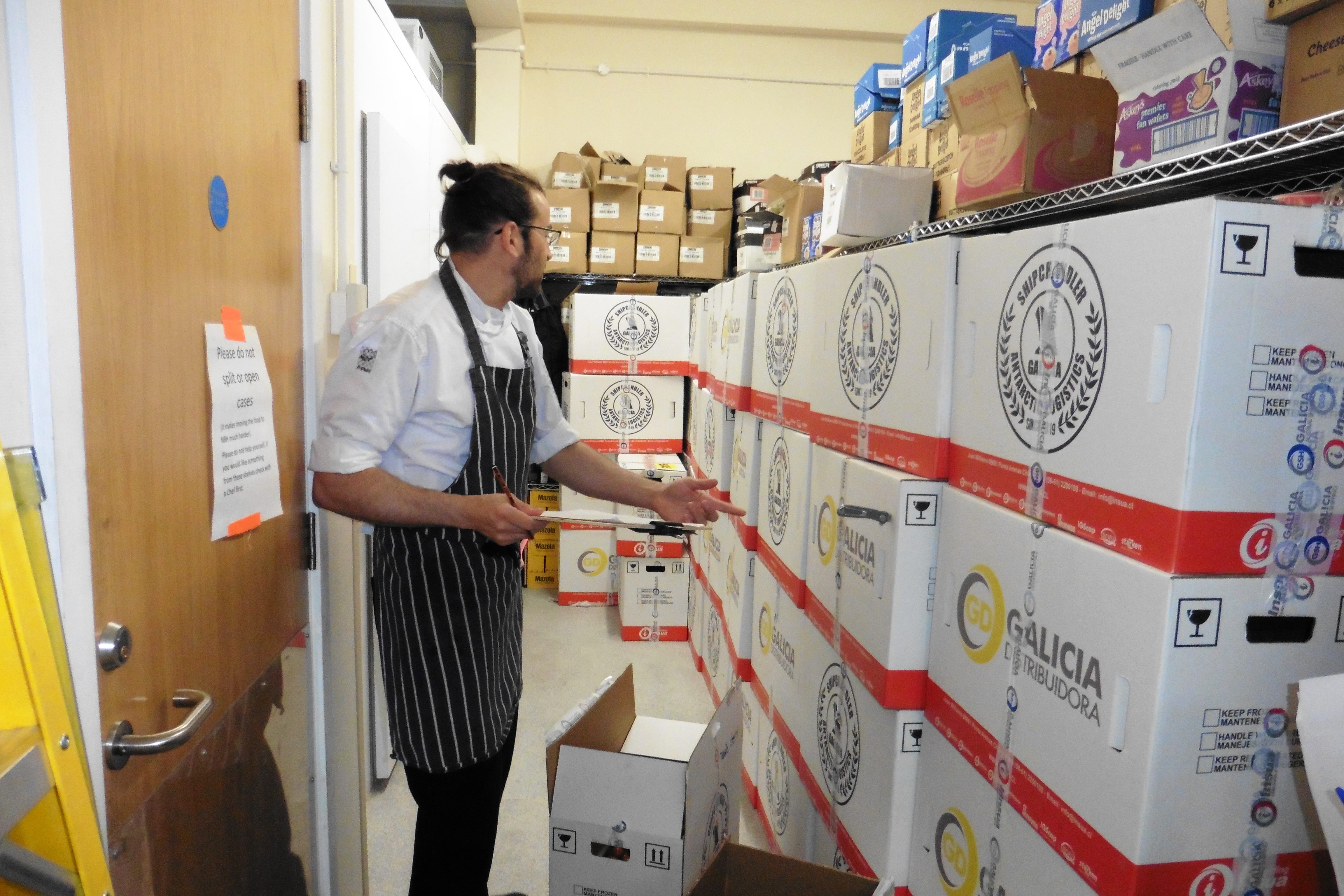 Receiving "freshies," or produce, from Punta Arenas.