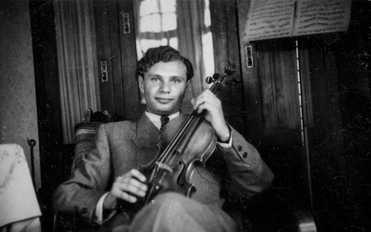 Close-up portrait of David Arben, a violinist and youngest member of the Ex-Concentration Camp Orchestra in Saint-Ottilien.