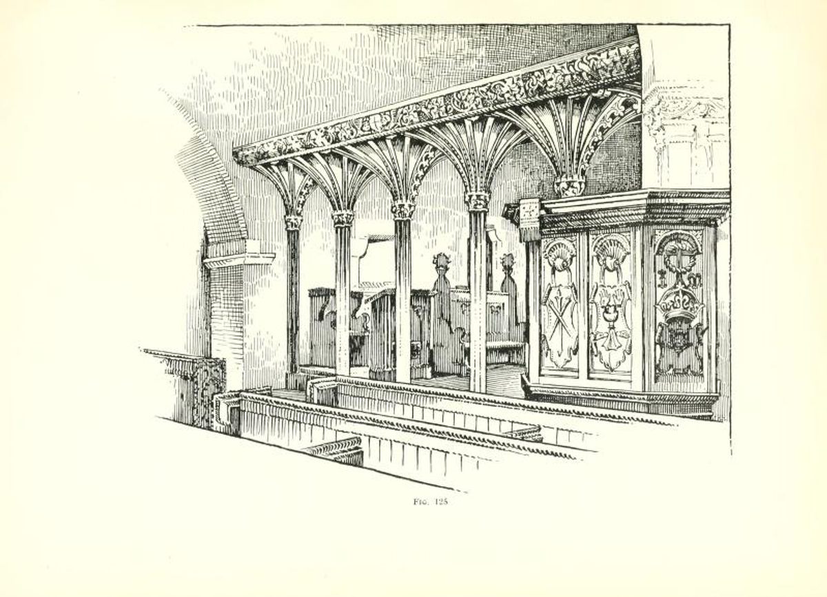 An illustration from Bond's <em>Roodscreens</em> and <em>Roodlofts</em>, 1909