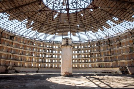 The interior of one of the prison buildings.