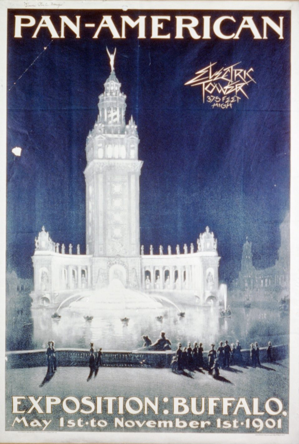 Poster for the exposition featuring the brightly lit Electric Tower.