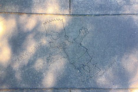 Bart Simpson immortalized on concrete.