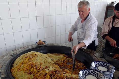 Plov being prepared.