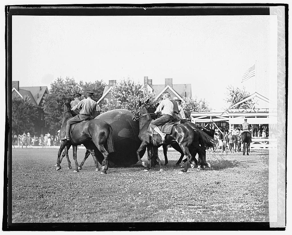 Horse pushball at the 1920 Fort Meyer Horse Show.