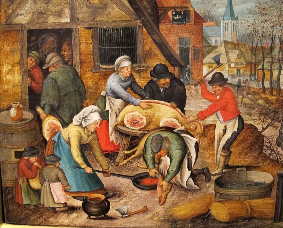 A Flemish pig slaughter.