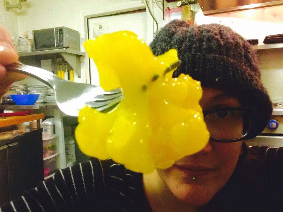 Chef Amy Anthony shows off a mustard pickle cauliflower, which she calls "the golden nugget."