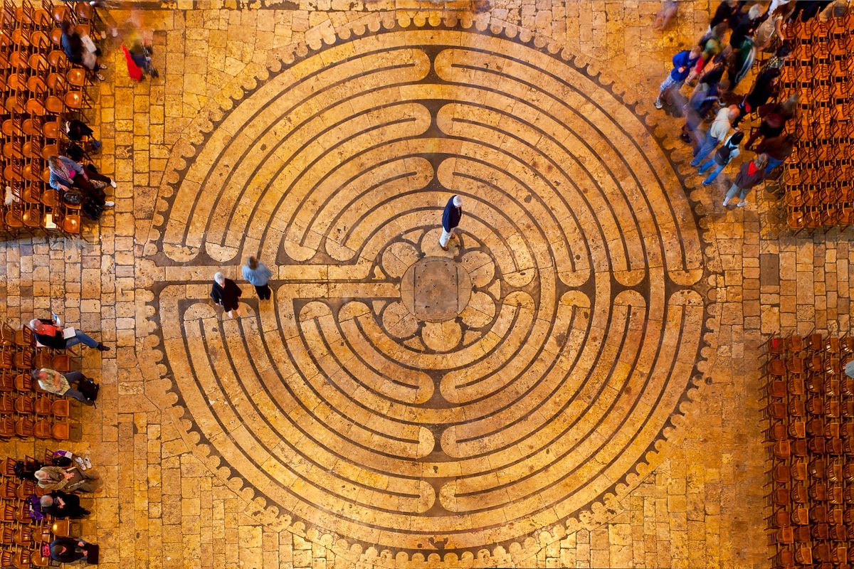 The Labyrinth at Chartres Cathedral in France offers a contemplative experience. 