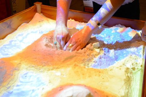 Users can make mountains, valleys, rivers and lakes using the Augmented Reality Sandbox. 
