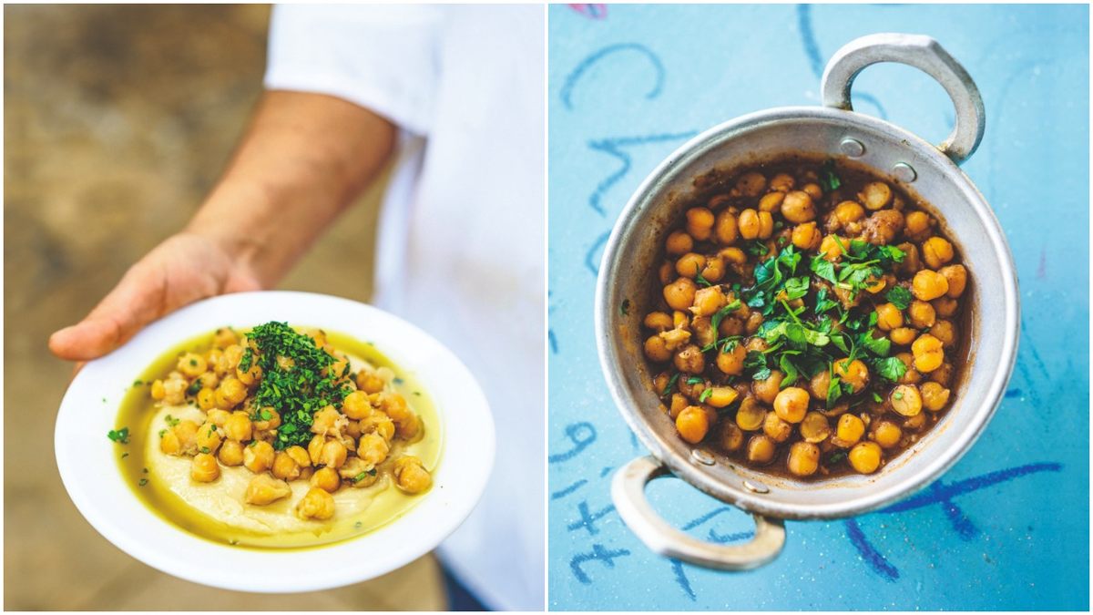 Two chickpea dished from Acre, Israel.